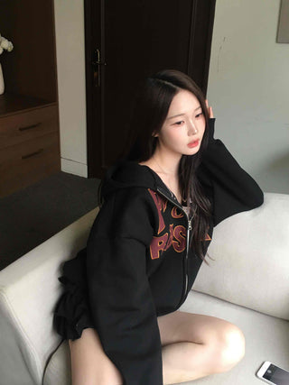 Vintage American Embroidered Half Open Zip-up