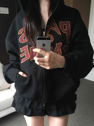 Vintage American Embroidered Half Open Zip-up