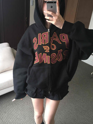 Vintage American Embroidered Half Open Zip-up