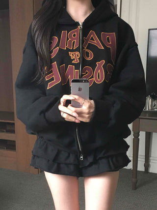 Vintage American Embroidered Half Open Zip-up