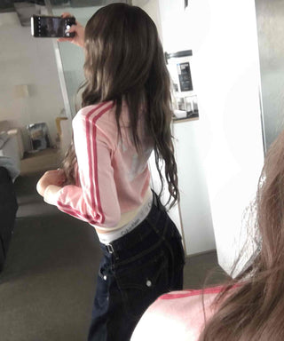 Glossy Shining Button Point Full-Zip Jersey