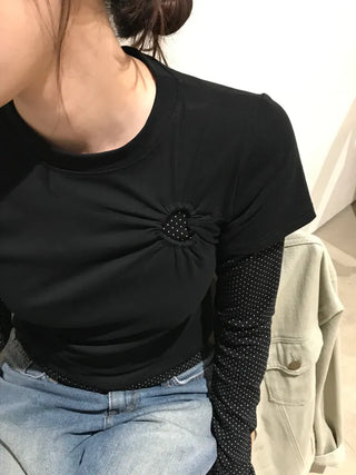 Hani Heart Punching Crop Short Sleeve Tee
