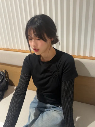 Hani Heart Punching Crop Short Sleeve Tee