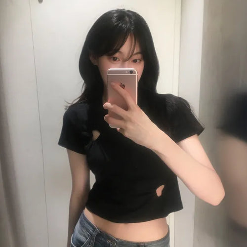 Hani Heart Punching Crop Short Sleeve Tee
