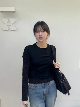 Hani Heart Punching Crop Short Sleeve Tee