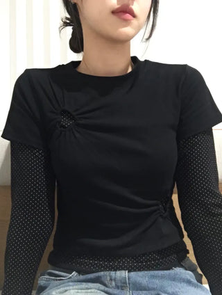 Hani Heart Punching Crop Short Sleeve Tee