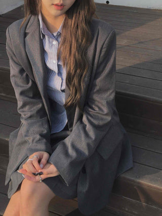 Vintage retro check pattern single jacket