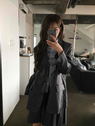 Vintage retro check pattern single jacket