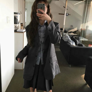 Vintage retro check pattern single jacket