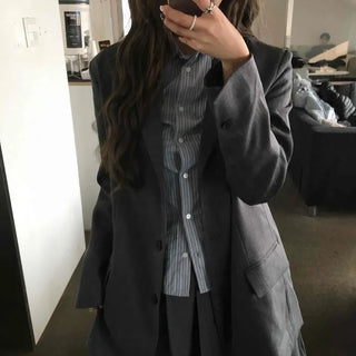 Vintage retro check pattern single jacket