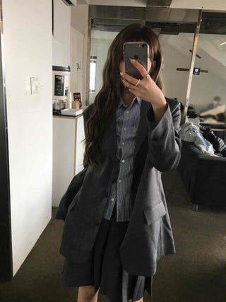 Vintage retro check pattern single jacket