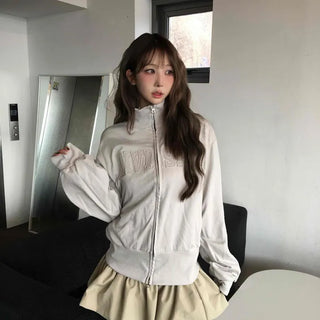 Feminine Pleated Cutout Elastic Waist Short Zip-up
