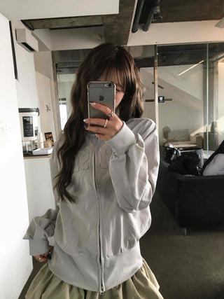 Feminine Pleated Cutout Elastic Waist Short Zip-up
