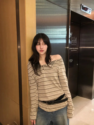 Haming Stripe Off-Shoulder