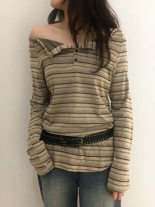 Haming Stripe Off-Shoulder