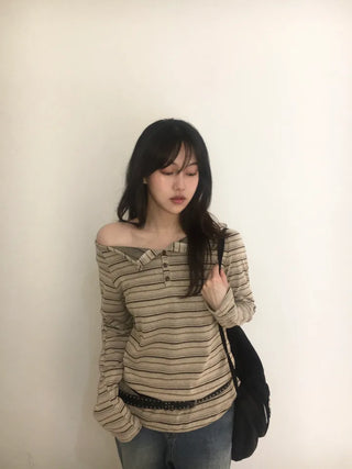 Haming Stripe Off-Shoulder