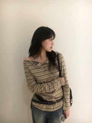 Haming Stripe Off-Shoulder