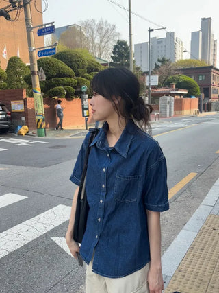 Leon denim short-sleeve shirt