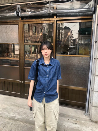 Leon denim short-sleeve shirt