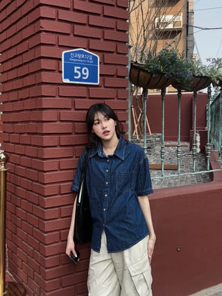 Leon denim short-sleeve shirt