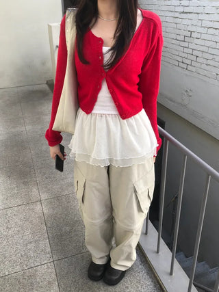 TU Basic U-Neck Crop Cardigan