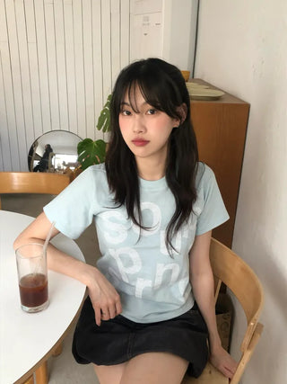 Rouchel Pring Lettering Short Sleeve T-shirt
