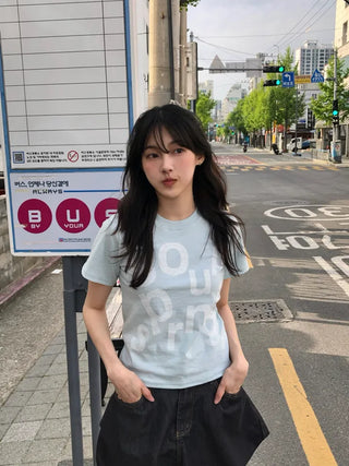 Rouchel Pring Lettering Short Sleeve T-shirt
