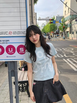 Rouchel Pring Lettering Short Sleeve T-shirt