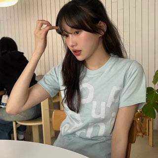 Rouchel Pring Lettering Short Sleeve T-shirt