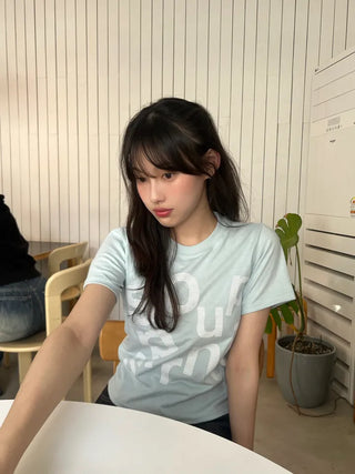 Rouchel Pring Lettering Short Sleeve T-shirt