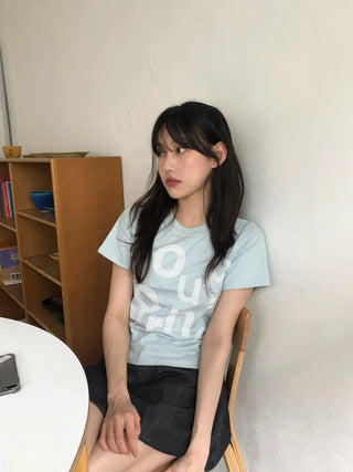 Rouchel Pring Lettering Short Sleeve T-shirt