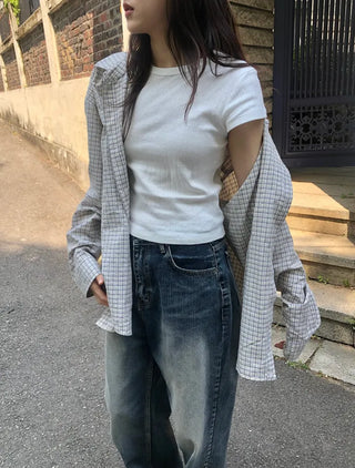 Zao Basic Check Boxy Fit Shirt