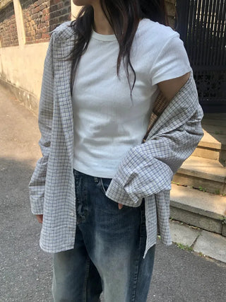 Zao Basic Check Boxy Fit Shirt