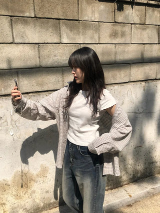 Zao Basic Check Boxy Fit Shirt
