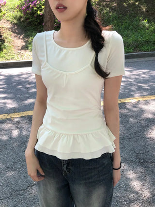 Doel Frill Layered Tiered Short Sleeve T-shirt
