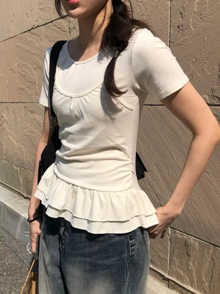Doel Frill Layered Tiered Short Sleeve T-shirt