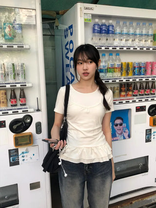 Doel Frill Layered Tiered Short Sleeve T-shirt