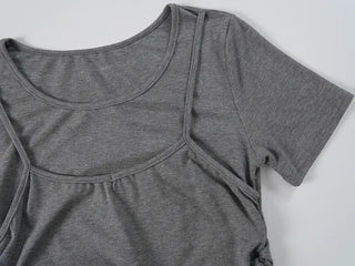 Doel Frill Layered Tiered Short Sleeve T-shirt
