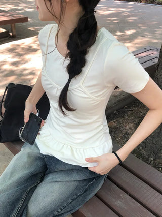 Doel Frill Layered Tiered Short Sleeve T-shirt