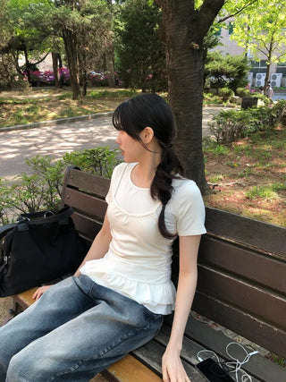 Doel Frill Layered Tiered Short Sleeve T-shirt