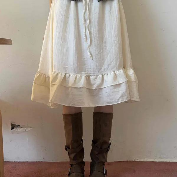 Urban Frill Flare Banding Midi Skirt