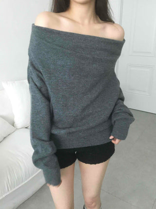Off-shoulder Loose Fit Knit Top