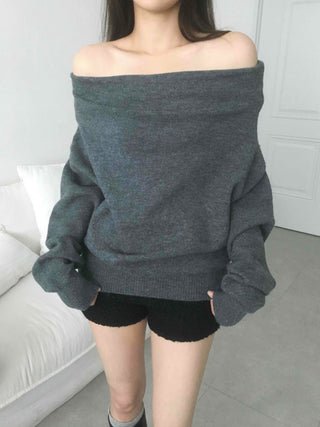 Off-shoulder Loose Fit Knit Top