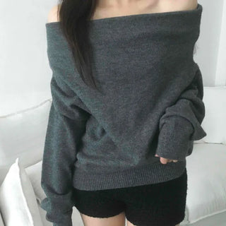 Off-shoulder Loose Fit Knit Top