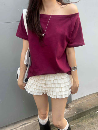 Feminine Tiered Tencel Slim Fit Shorts