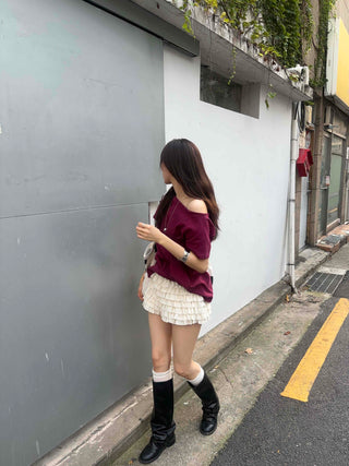 Feminine Tiered Tencel Slim Fit Shorts