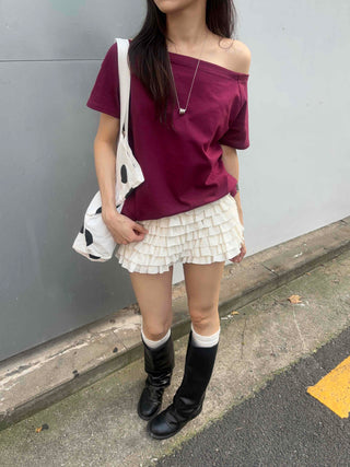 Feminine Tiered Tencel Slim Fit Shorts