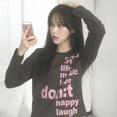Comfort Lettering Long Sleeve T-shirt