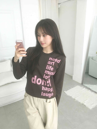 Comfort Lettering Long Sleeve T-shirt