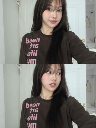 Comfort Lettering Long Sleeve T-shirt